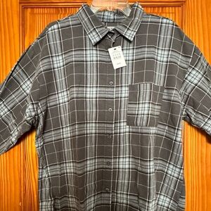 Brand New Gray /White boyfriend flannel shirt